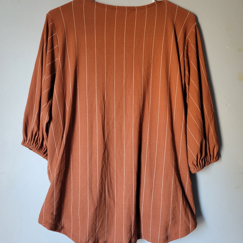 Rust wrap front blouse - Picture 2 of 3